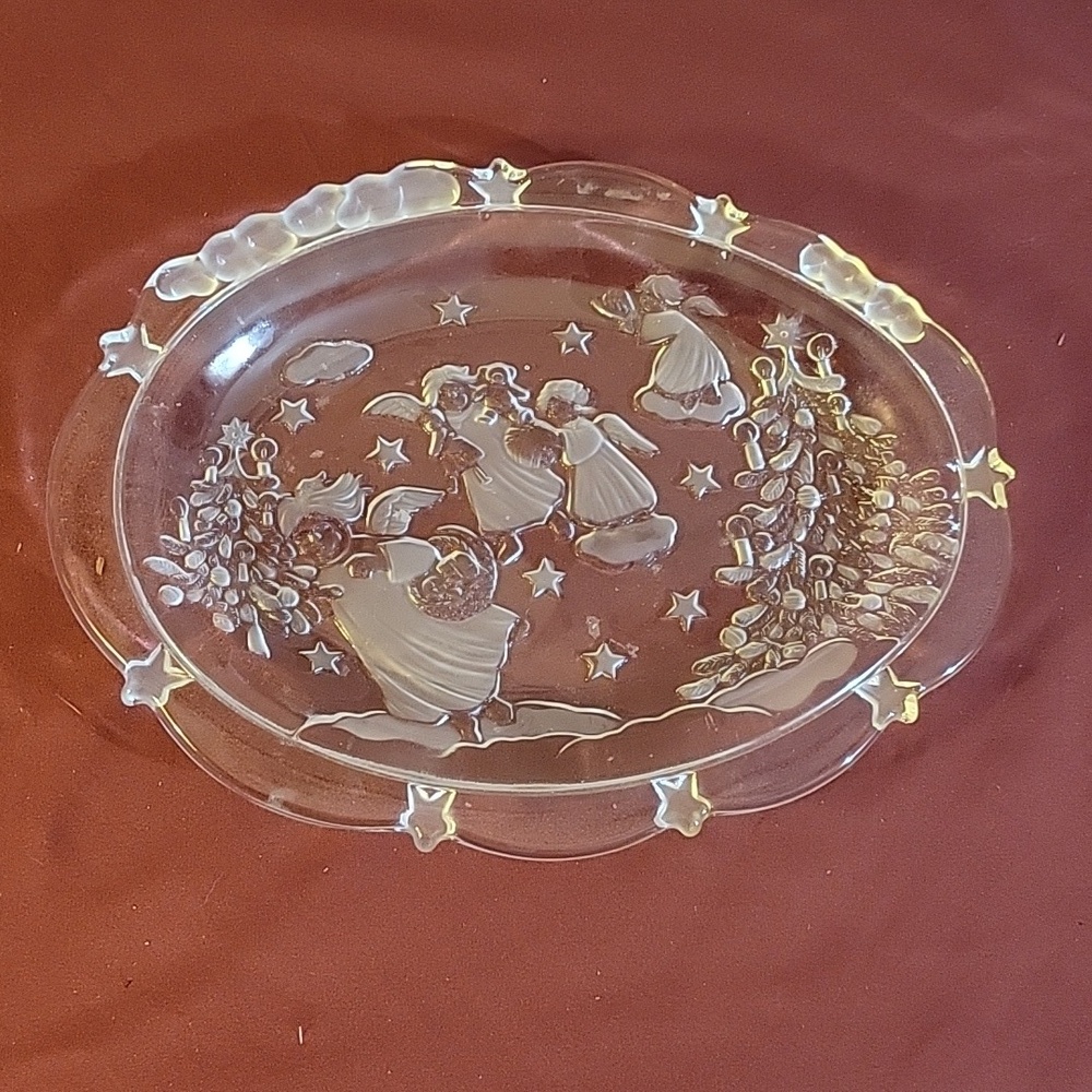 Mikasa Cookie or Candy Platter, Holiday Scenes, Christmas Glass, Vintage